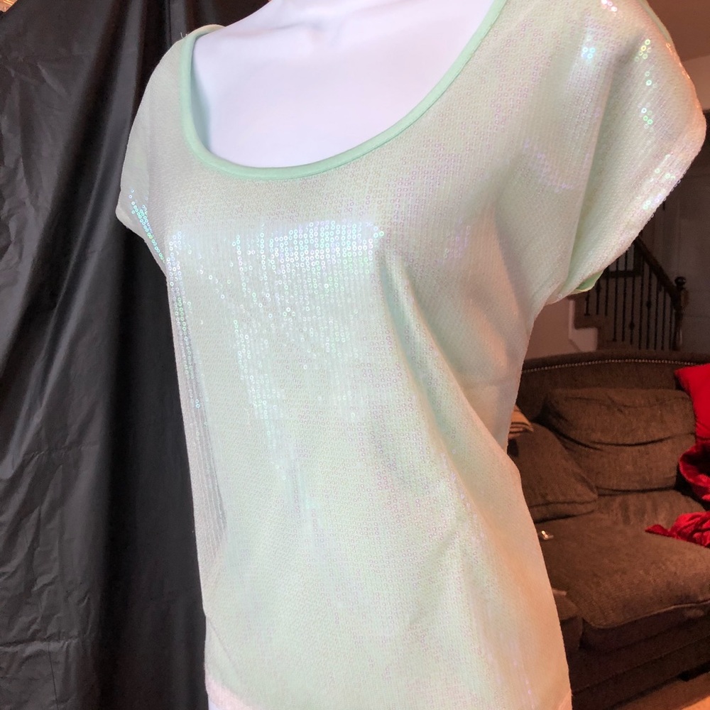 COPY - Charlotte Russe mint green sequin top large